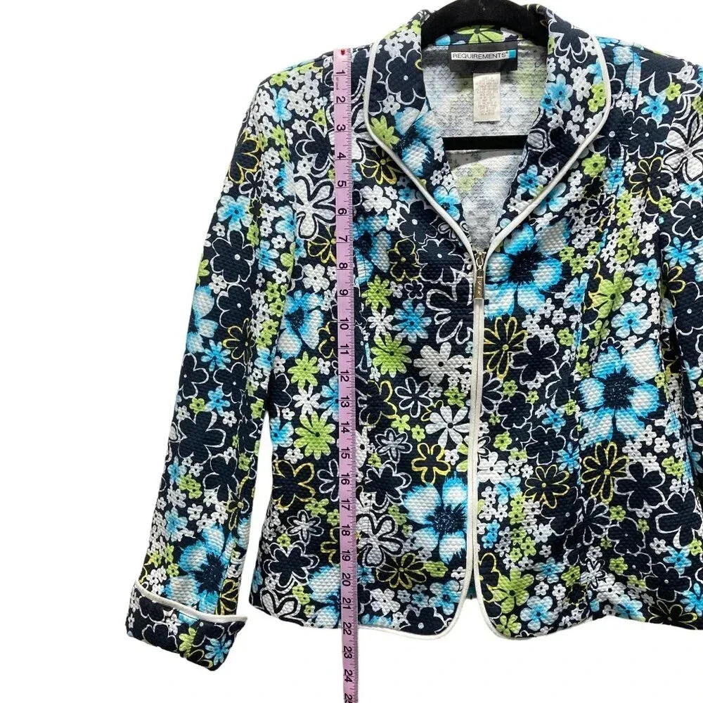 Vintage‎ Requirements Floral Blazer Jacket, Size 10, Textured Colorful Cotton